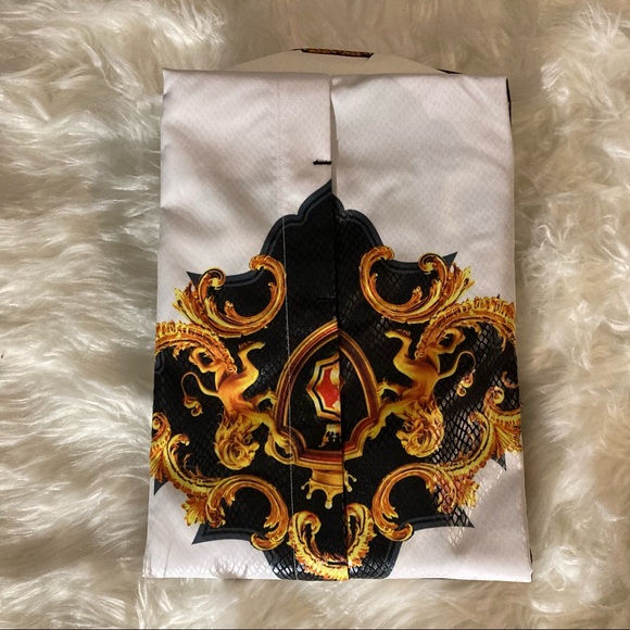 White, black and gold button up dress shirt size large. - Picture 4 of 4